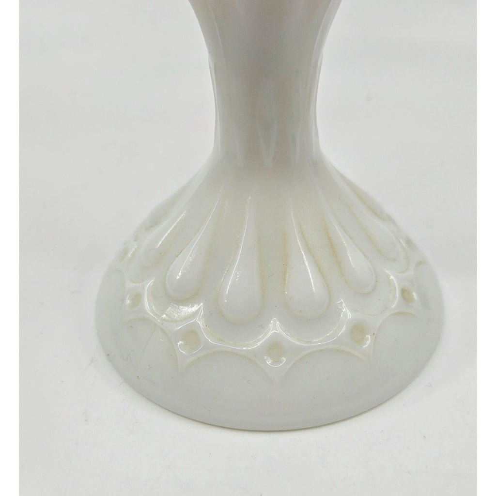 Vintage Fenton Cranberry Coin Dot Ivy Ball Glass Globe With Milk Glass Pedestal Base.