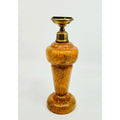 Vintage Czech Bohemian Art Glass Perfume Bottle With Brass Accents & Black/Gold Stopper