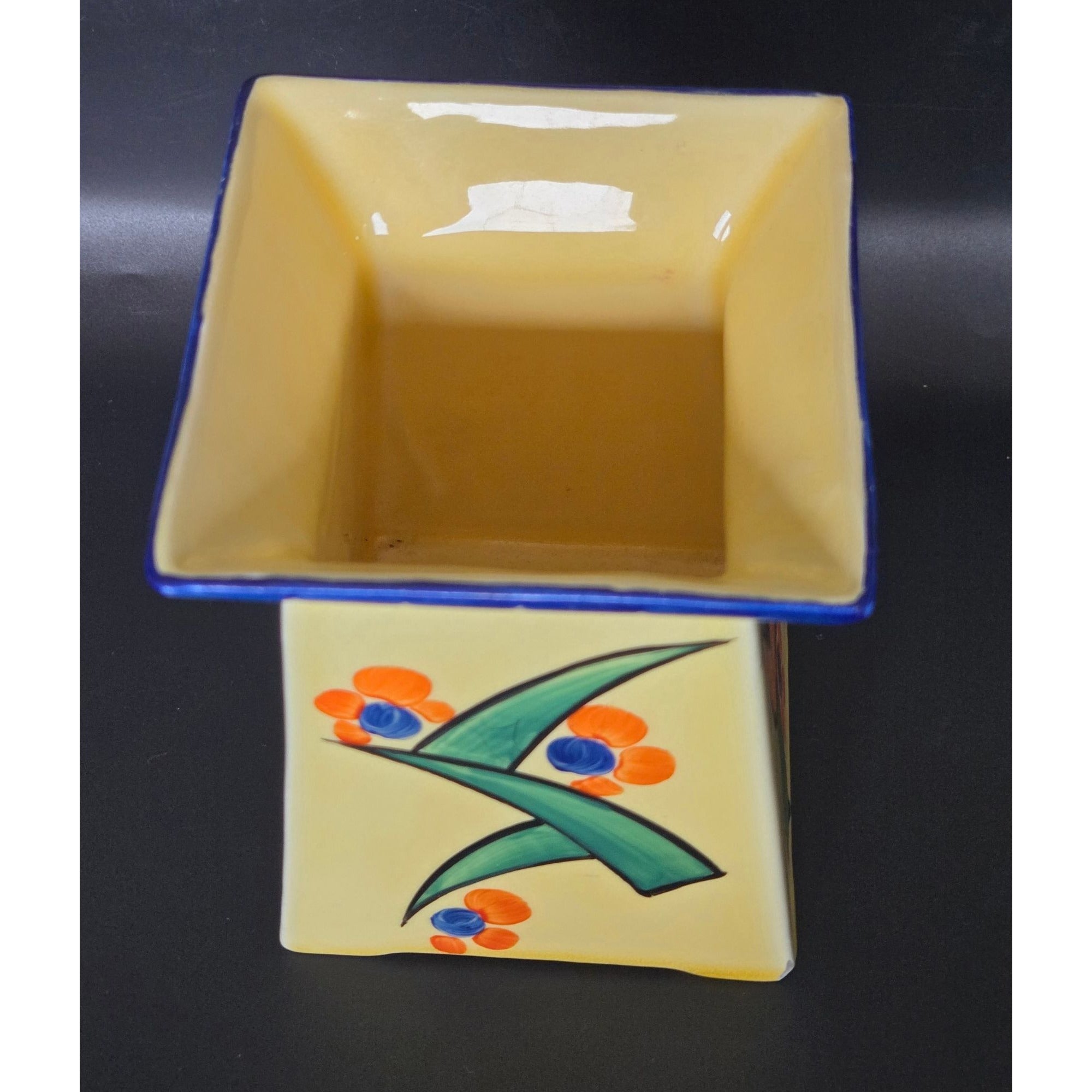 Hand-Painted Lostro Ceramic Vase w/ Hand Painted Vibrant Floral Patterns & Yellow Base