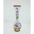 Vintage Handpainted Blown Glass Floral Vase Crystalex Bohemian Czech, Excellent