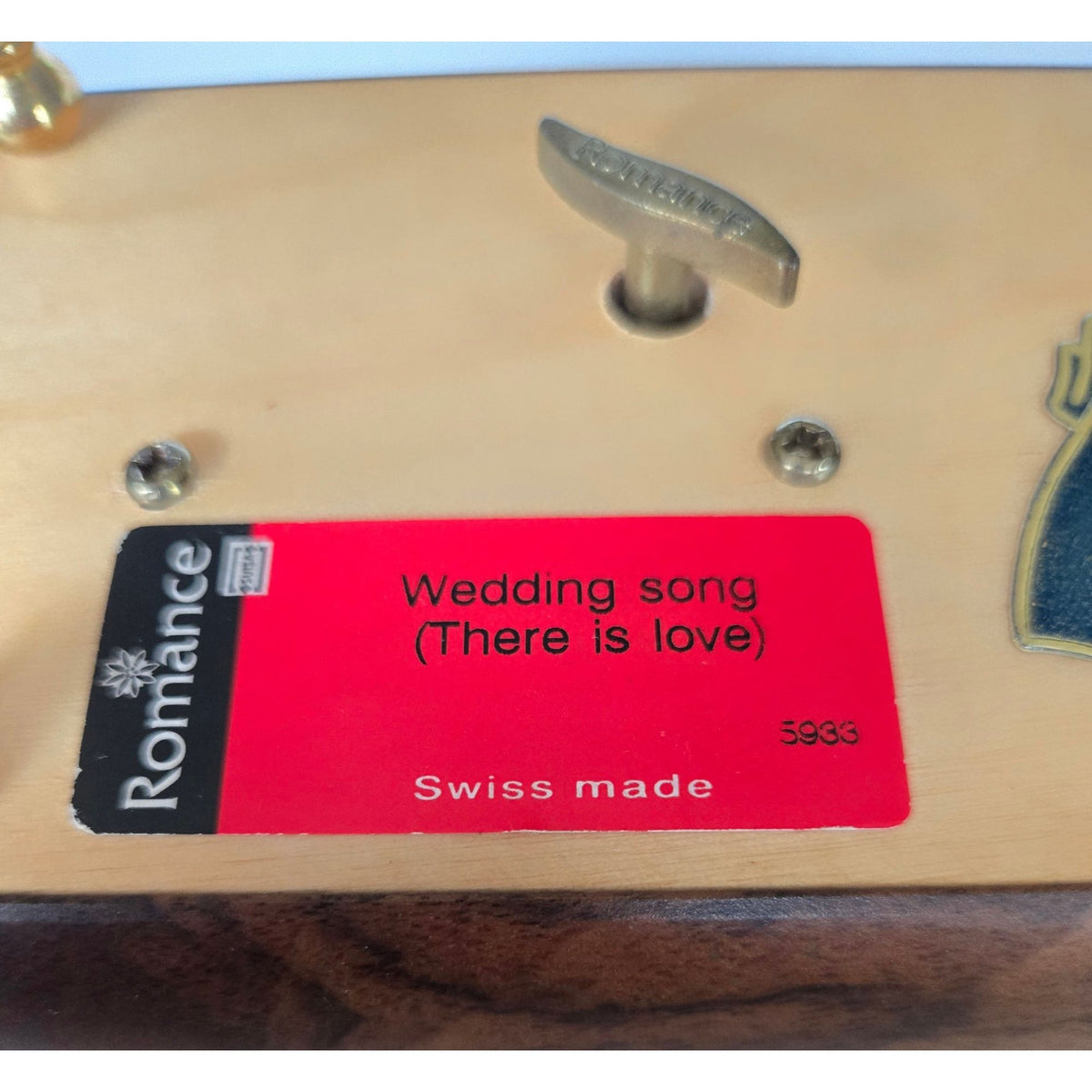 Sorrento Italian Inlaid Wood Music Box Floral & Instrument Design Burl Wood Finish Gold Feet, Nice!