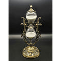 9" Ornate Victorian Style Brass Hourglass With White Sand & Glass Decorative Timer