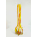 Vase Czech Welz, Hand-Blown Art Glass Vase Yellow & Red Stripes 10 Inches