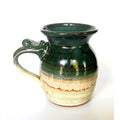Handcrafted Pottery Mug Signed Green & Cream Gradient Glaze 4" Tall Like New