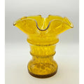 Vintage Franz Welz yellow Speckle Vase w/Ruffled Edge, Czech Glass