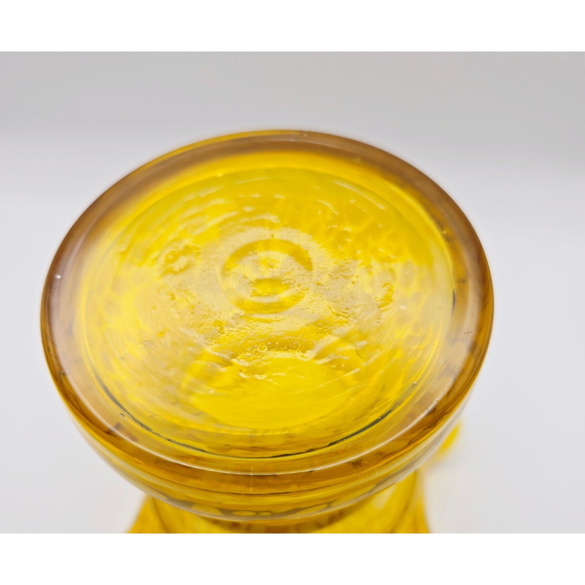 Vintage Franz Welz yellow Speckle Vase w/Ruffled Edge, Czech Glass