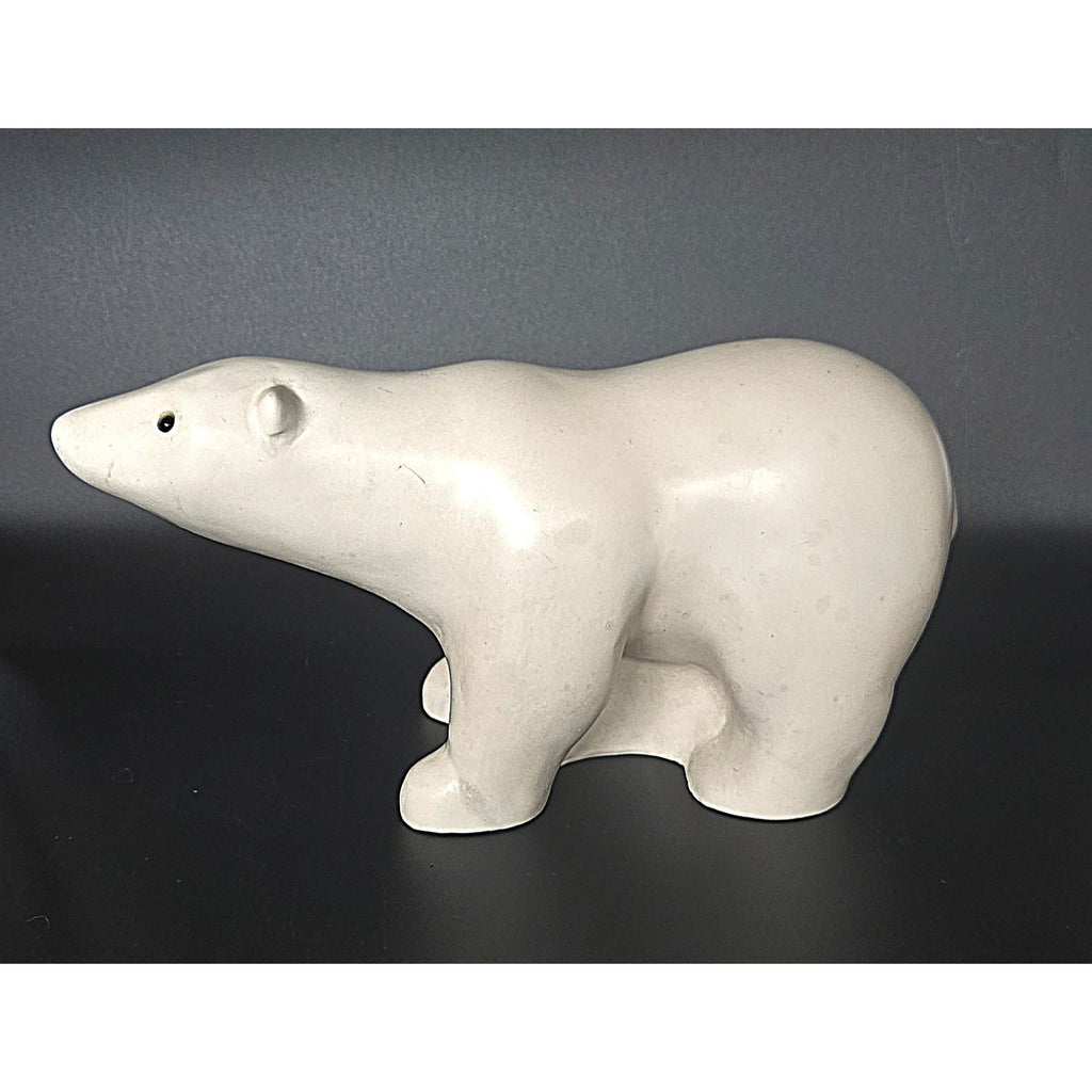 VINTAGE modernist Wolf Original Pearlite Stone Polar Bear Sculpture, Canada