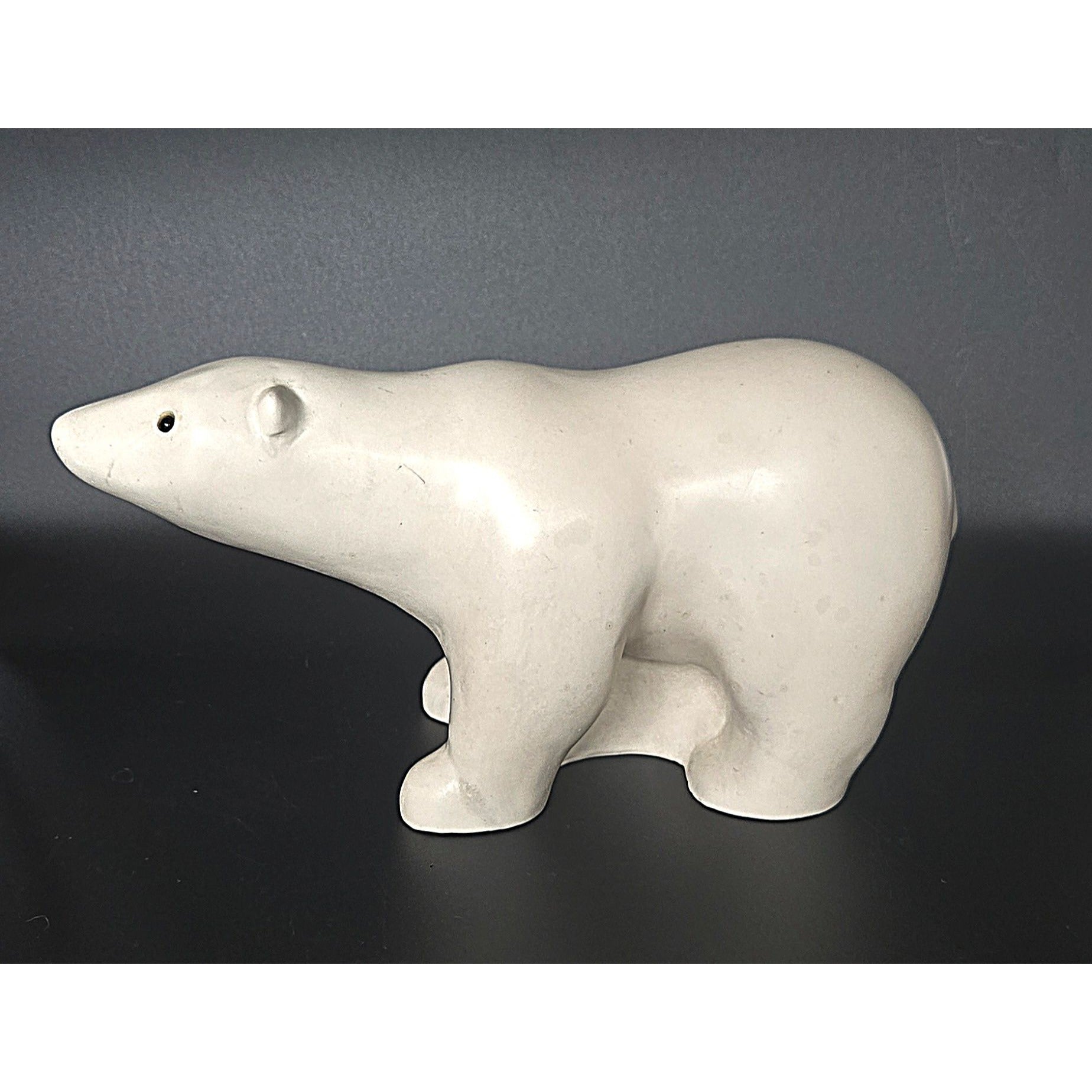 VINTAGE modernist Wolf Original Pearlite Stone Polar Bear Sculpture, Canada