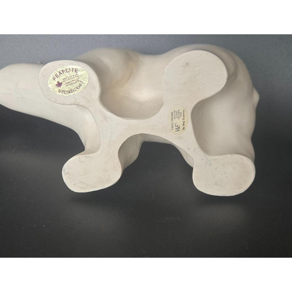 VINTAGE modernist Wolf Original Pearlite Stone Polar Bear Sculpture, Canada