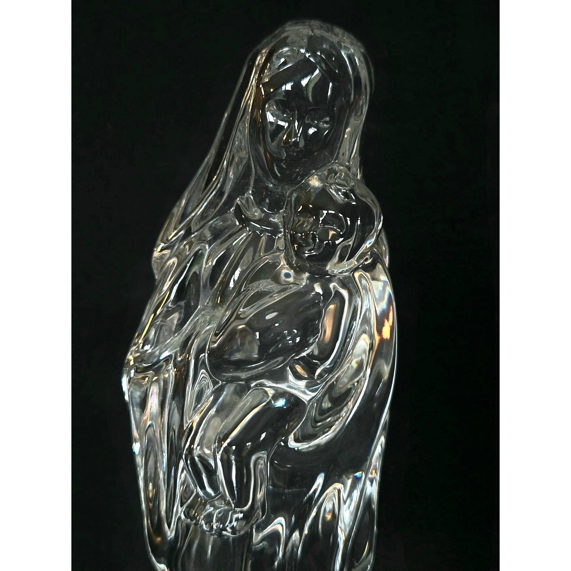 Waterford 7-Inch Crystal Madonna Virgin Mary & Child Figurine Statue Elegant Religious Decor, Nativity