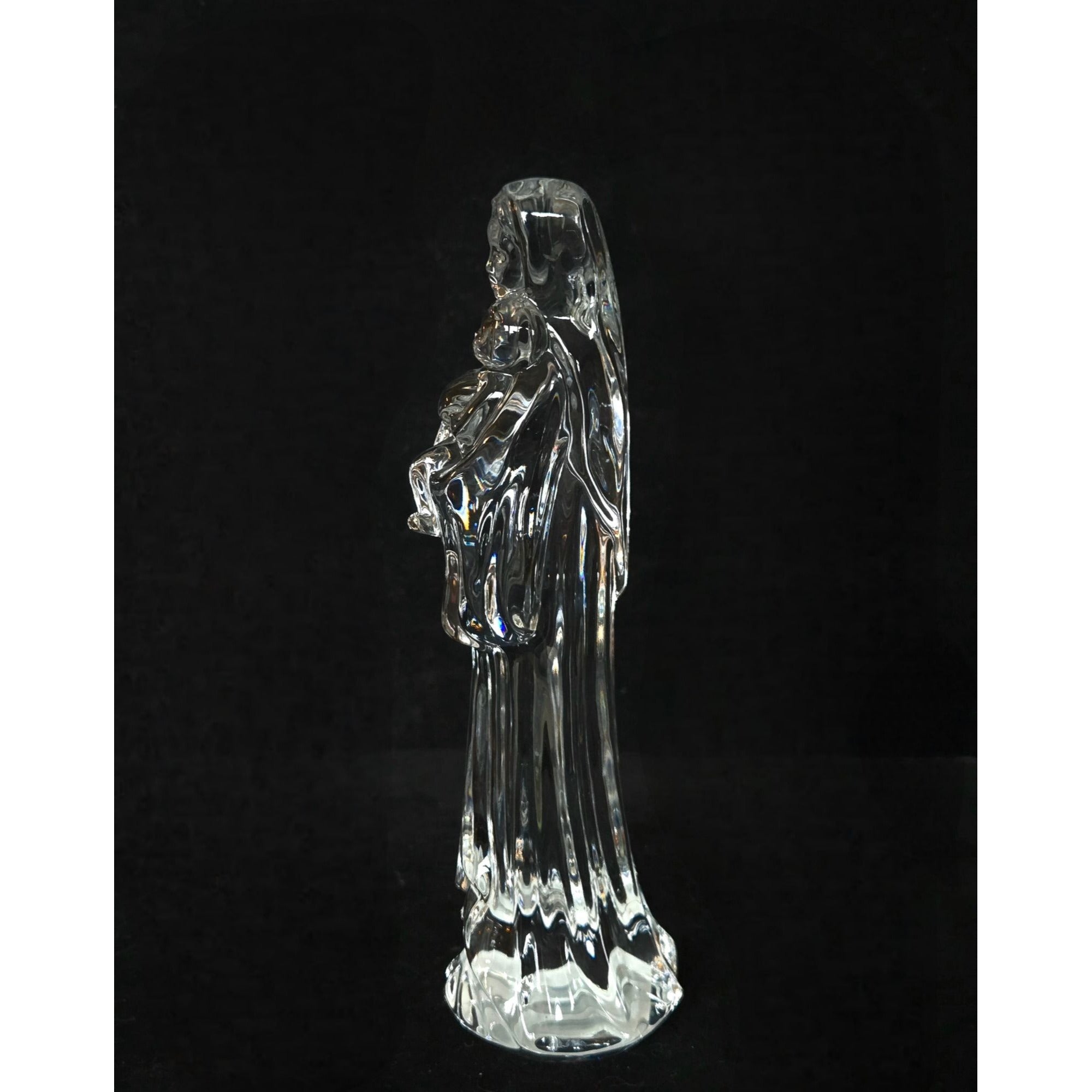 Waterford 7-Inch Crystal Madonna Virgin Mary & Child Figurine Statue Elegant Religious Decor, Nativity