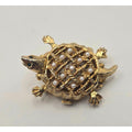 Vintage Majestime Turtle Brooch watch clock. Gold Tone w/pearls accents (NONWORKING)