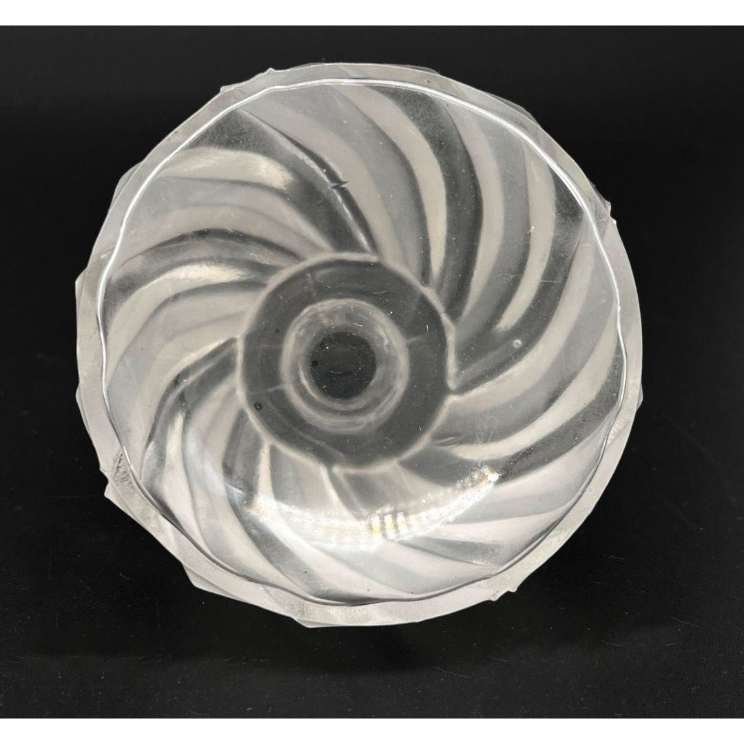 Vintage Frosted Glass Perfume Bottle With Swirl Design & Decorative Stopper