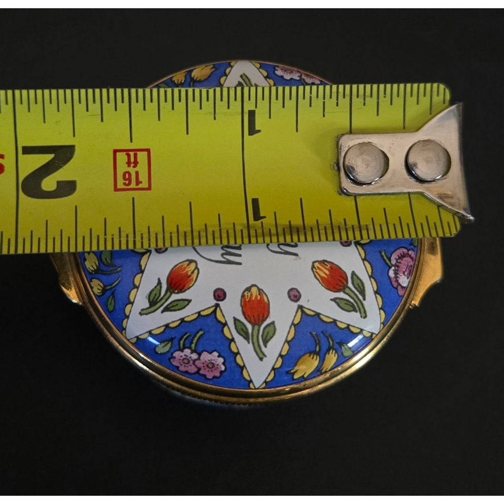 Halcyon Days Happy Birthday Trinket Box Star w/Flowers Enamel Floral Gold England