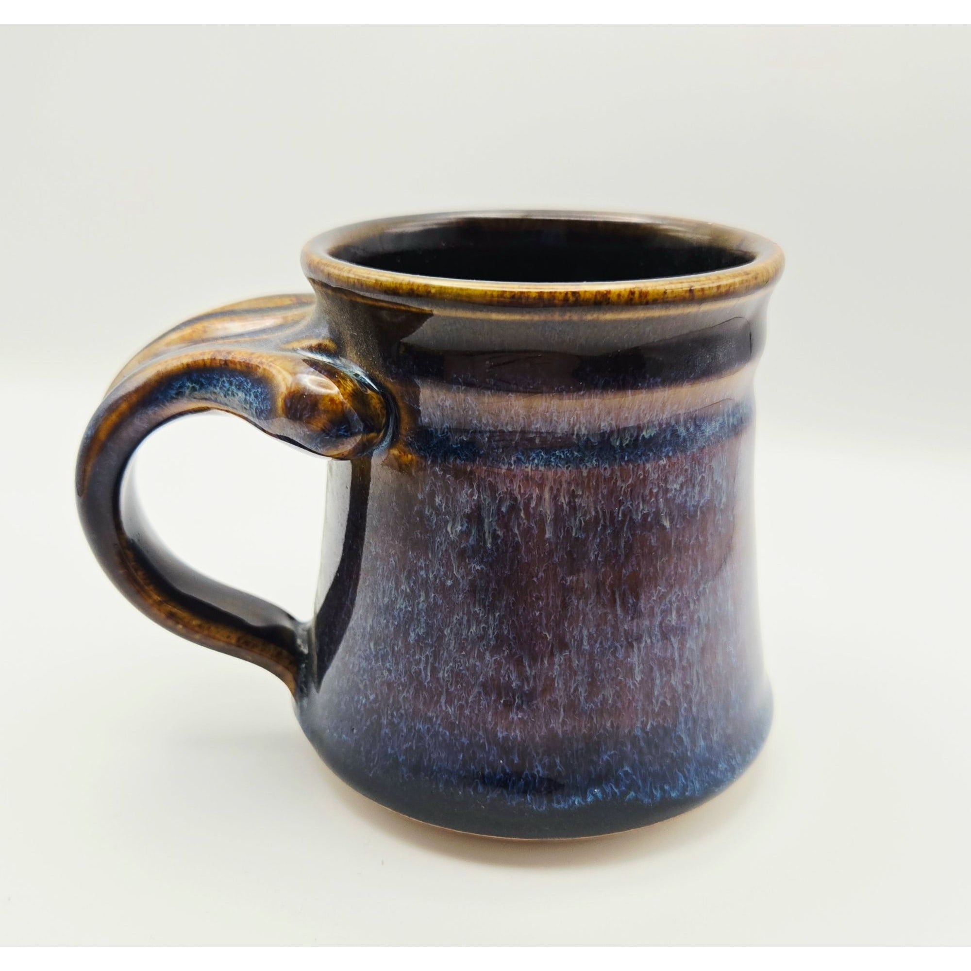 Paul/Denise Morris Stoneware Blue/Brown Pottery Mug, Signed. Company, ROCK HARD Pottery