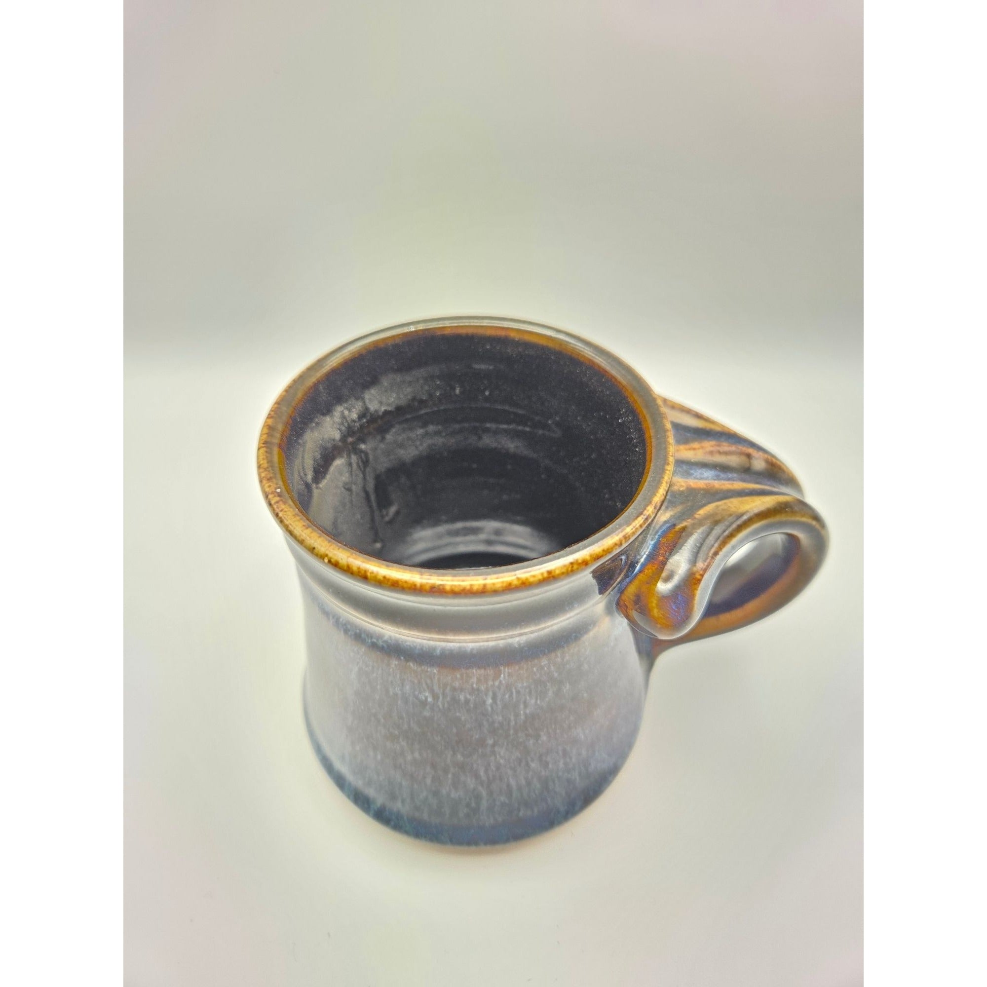 Paul/Denise Morris Stoneware Blue/Brown Pottery Mug, Signed. Company, ROCK HARD Pottery