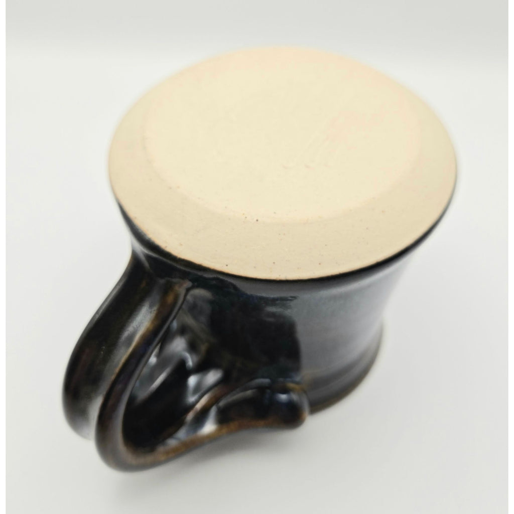 Paul/Denise Morris Stoneware Blue/Brown Pottery Mug, Signed. Company, ROCK HARD Pottery