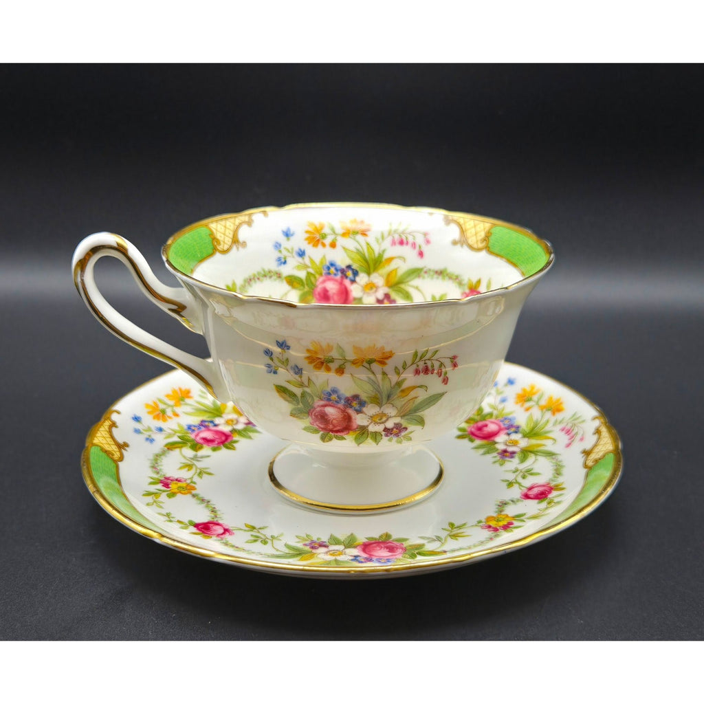 Shelley Fine Bone China Dubarry Tea Cup Set Floral Pattern Gold Trim, England