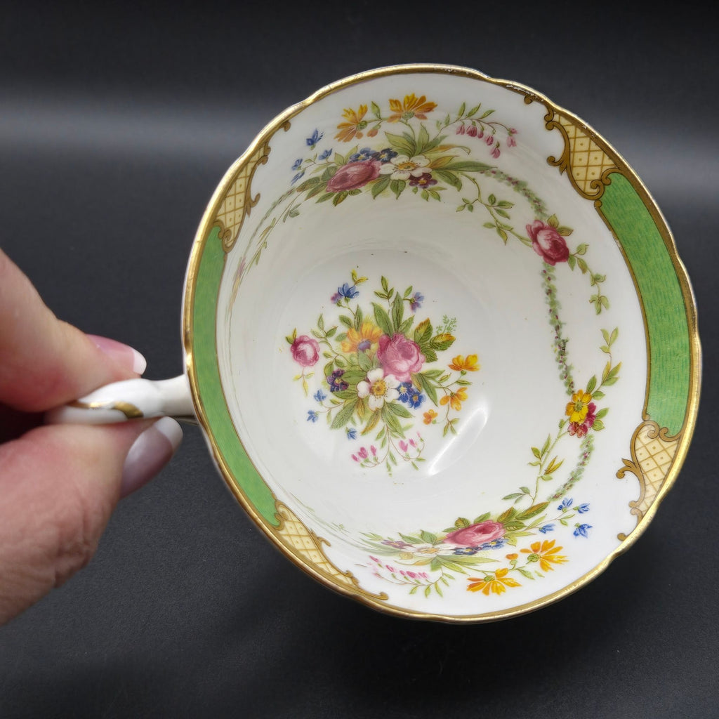 Shelley Fine Bone China Dubarry Tea Cup Set Floral Pattern Gold Trim, England