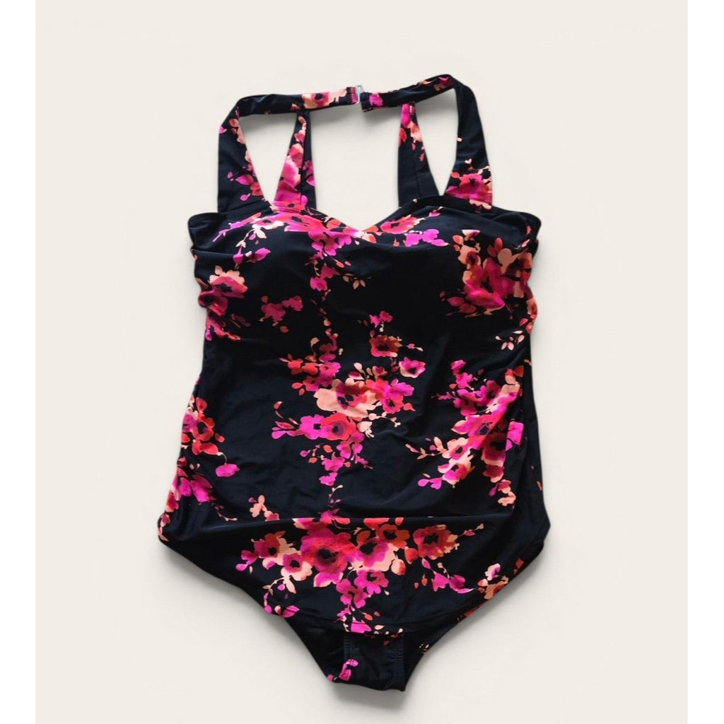 New Meet.Curve Womens Pink Floral One-Piece Swimsuit 3XL Black, Pink, Orange