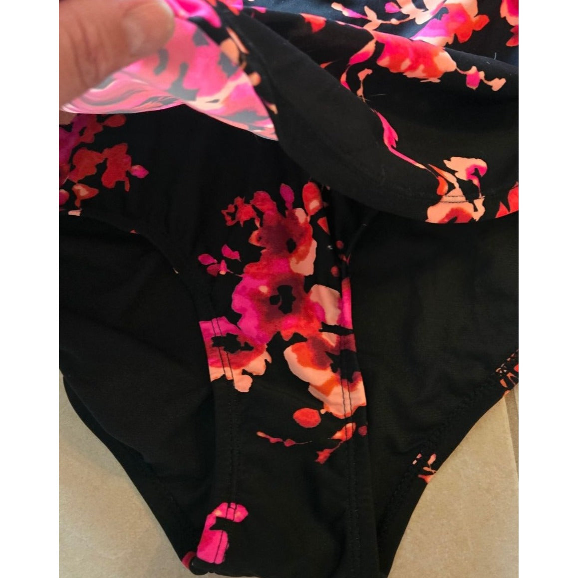 New Meet.Curve Womens Pink Floral One-Piece Swimsuit 3XL Black, Pink, Orange