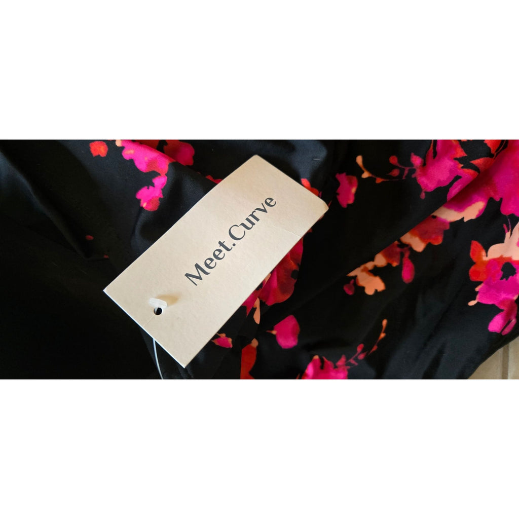 New Meet.Curve Womens Pink Floral One-Piece Swimsuit 3XL Black, Pink, Orange