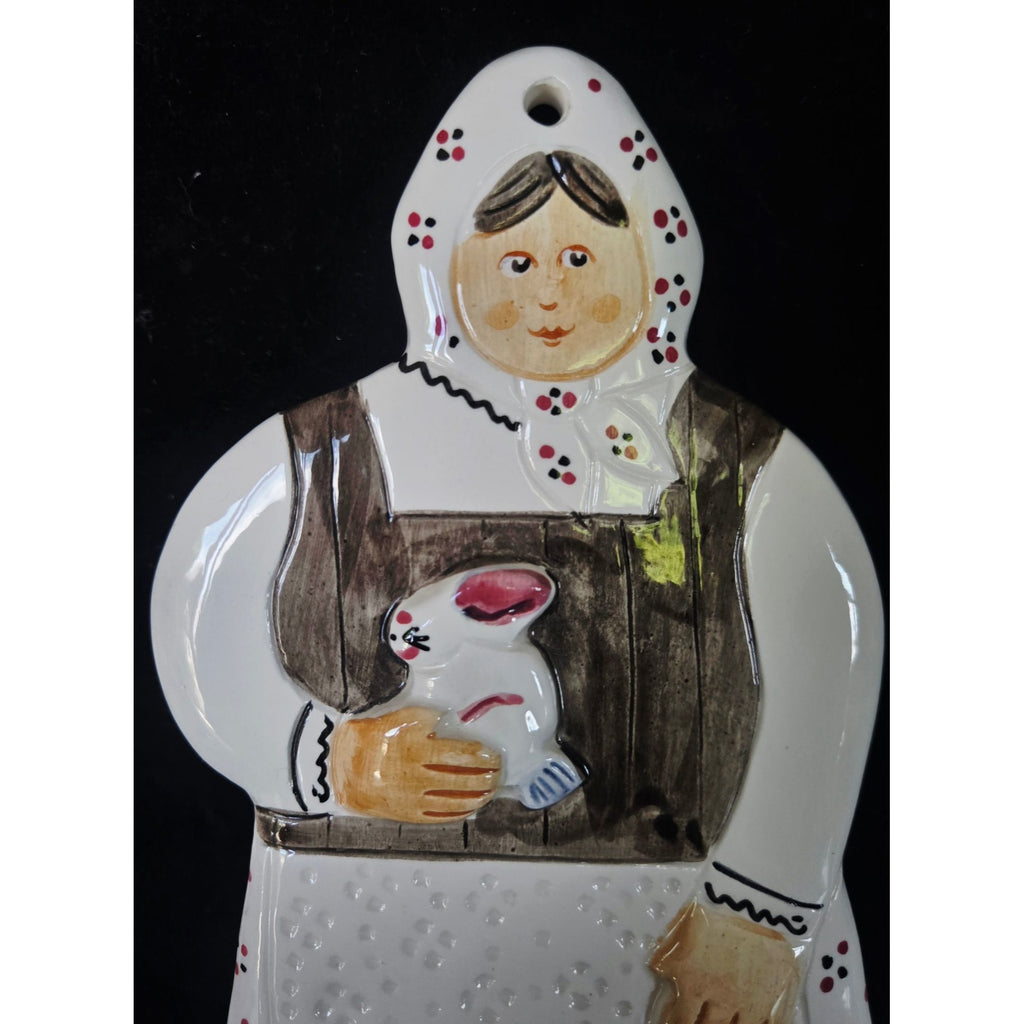Hand-Painted Folk Art Pottery Babushka Woman Wall Art, Sigma TasteSetters