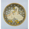 Decorative Goose, Brass Bowl Geese With Hand-Painted enameled Geese & Floral Design