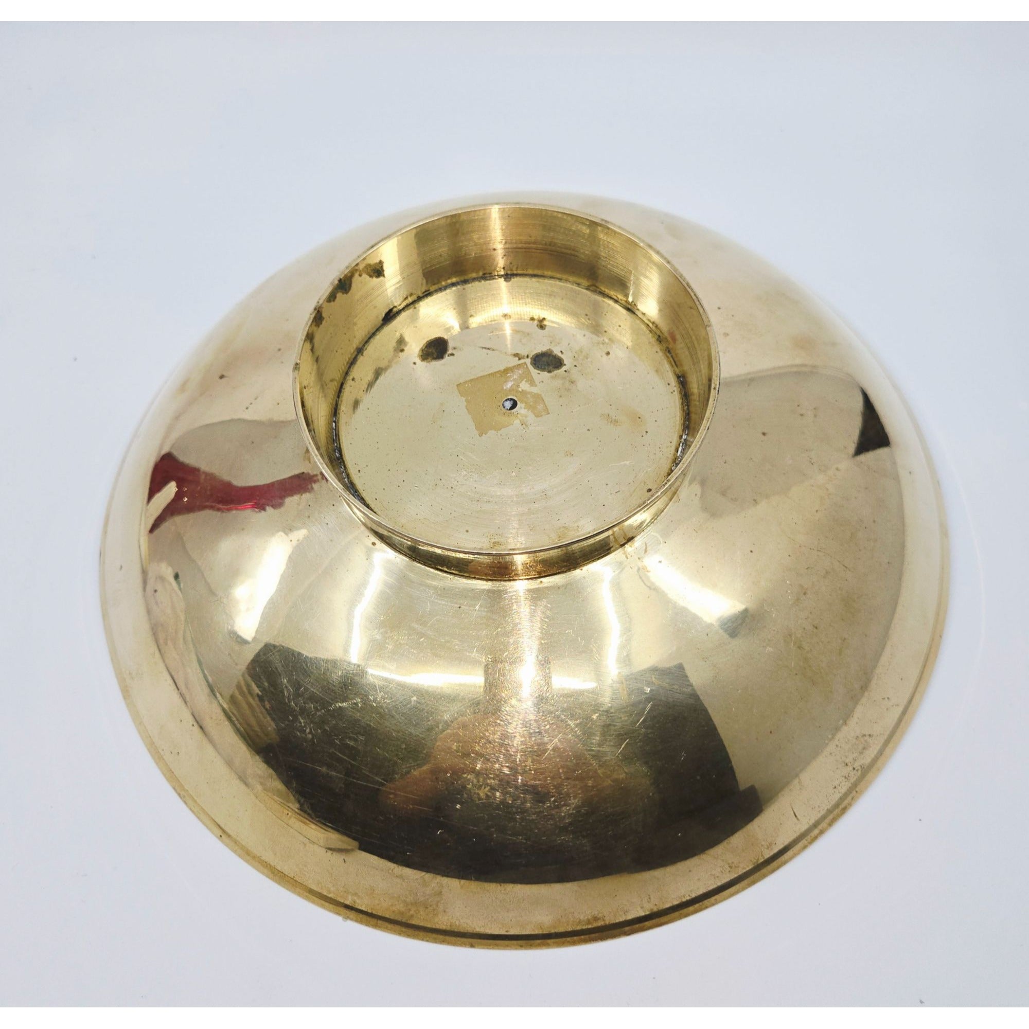 Decorative Goose, Brass Bowl Geese With Hand-Painted enameled Geese & Floral Design