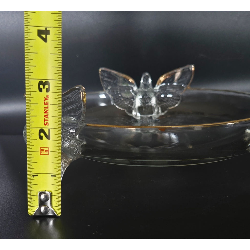 Vintage Jeanette Glass Bowl With Gold Accents & Birds