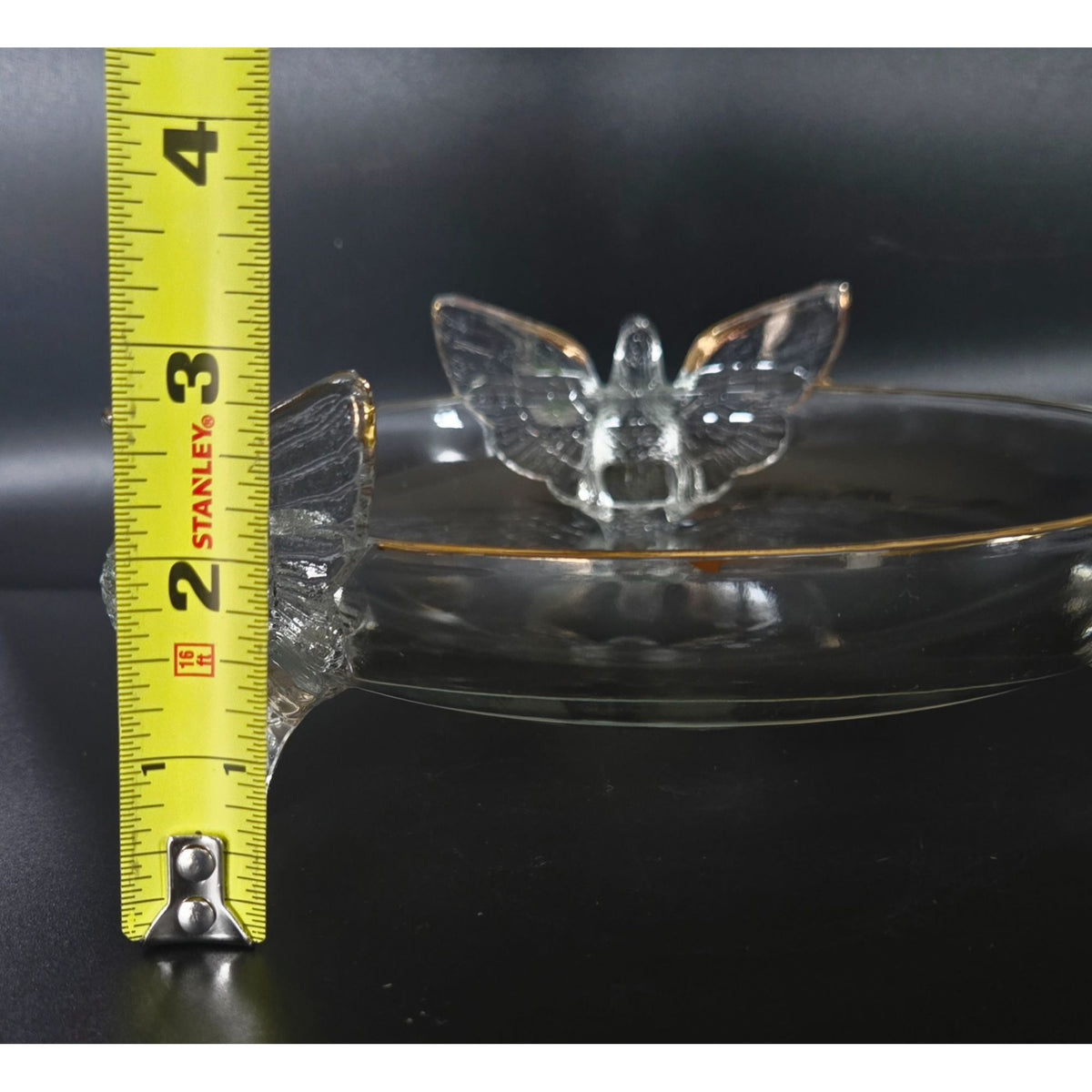 Vintage Jeanette Glass Bowl With Gold Accents & Birds