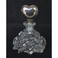 Vintage Crystal Perfume Bottle With Silver Heart Stopper