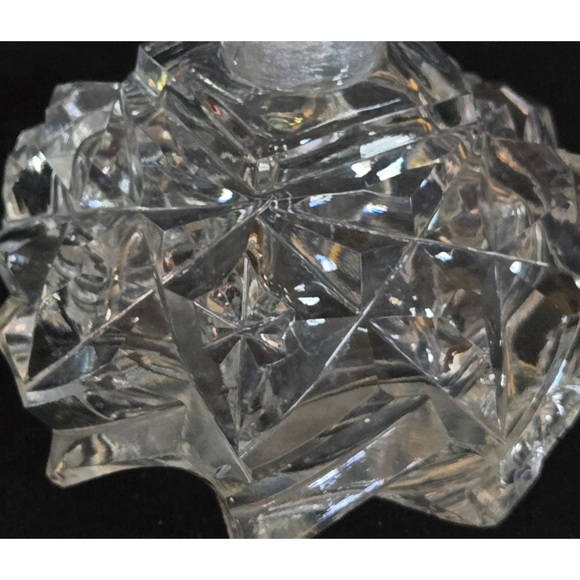 Vintage Crystal Perfume Bottle With Silver Heart Stopper