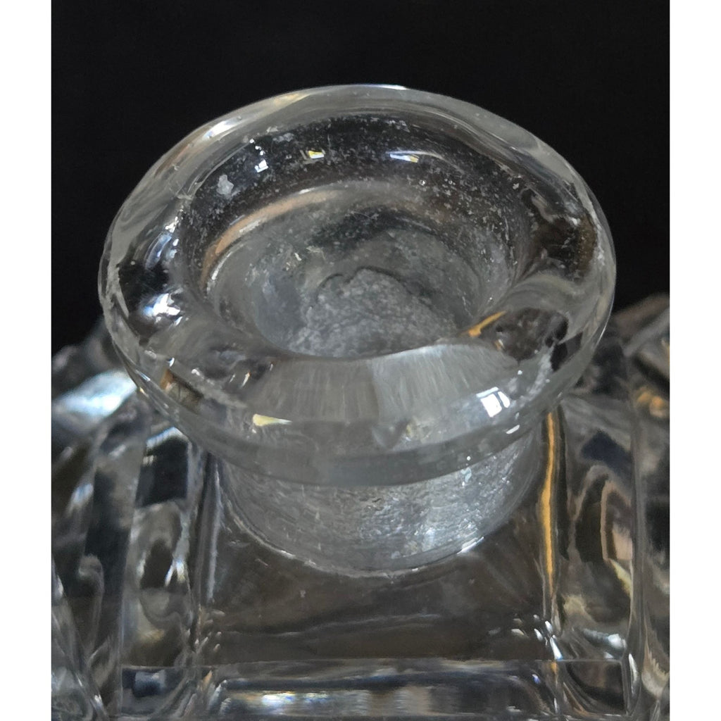 Vintage Crystal Perfume Bottle With Silver Heart Stopper