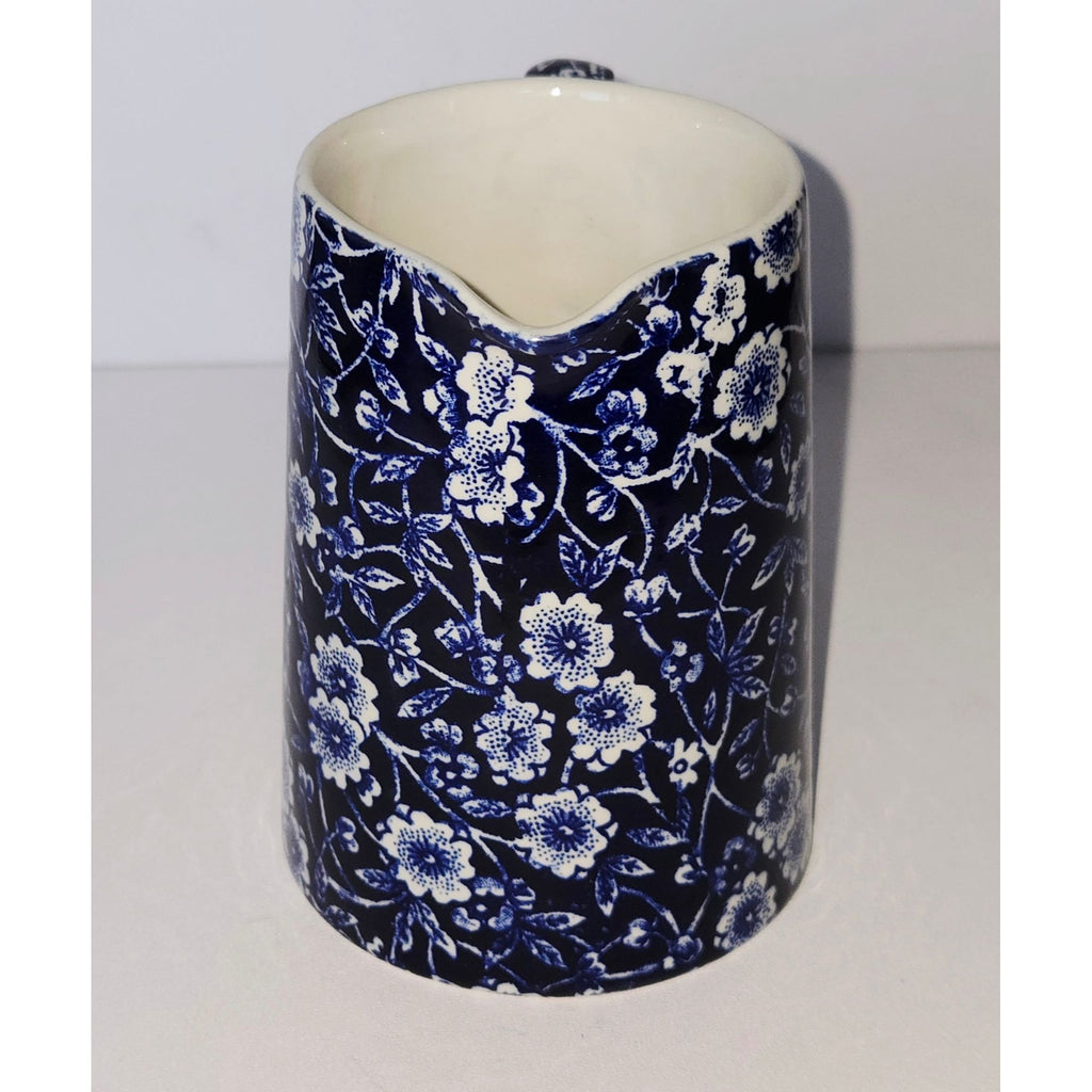 Lovely Vintage Calico Creamer Blue Floral Small Pitcher 4"  England