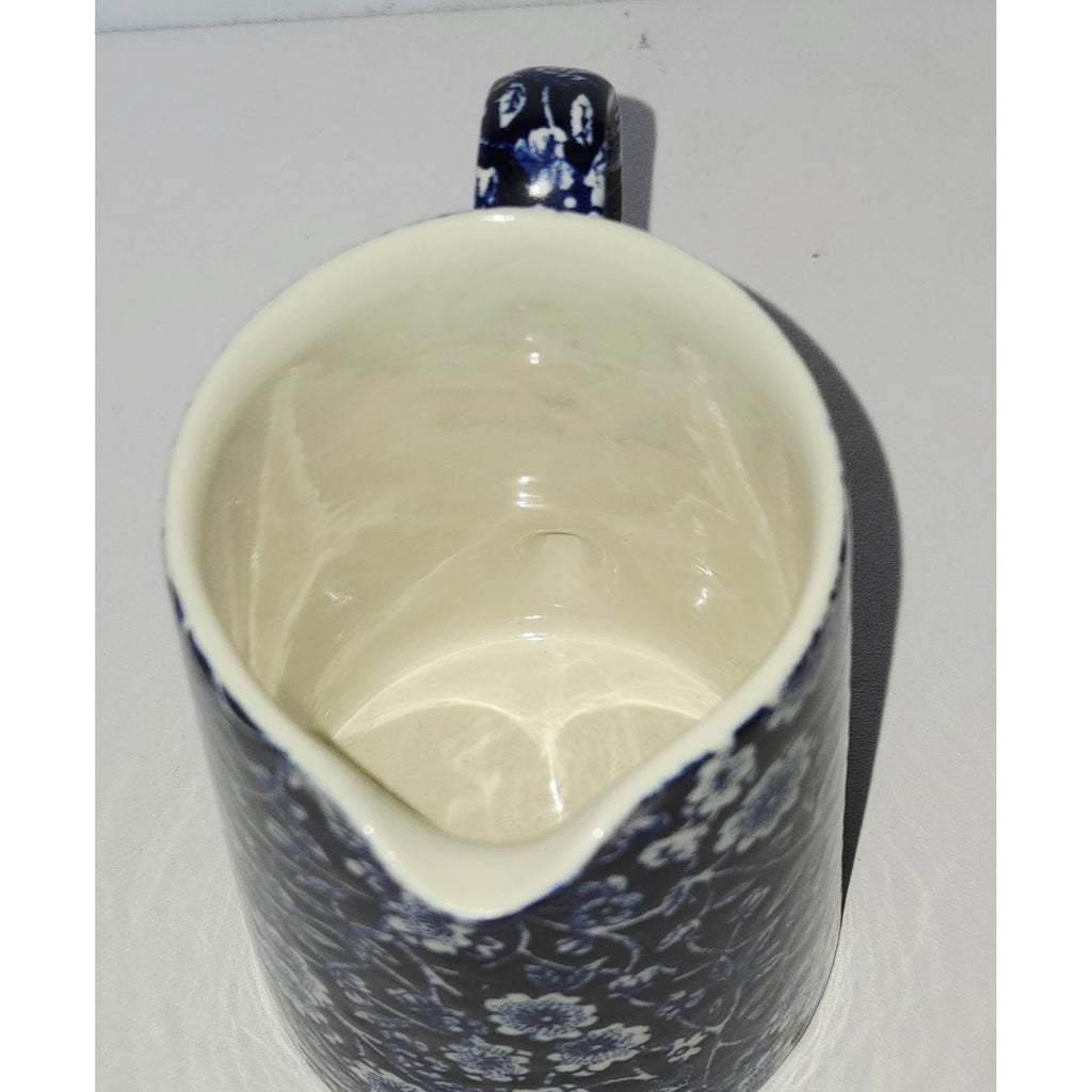Lovely Vintage Calico Creamer Blue Floral Small Pitcher 4"  England