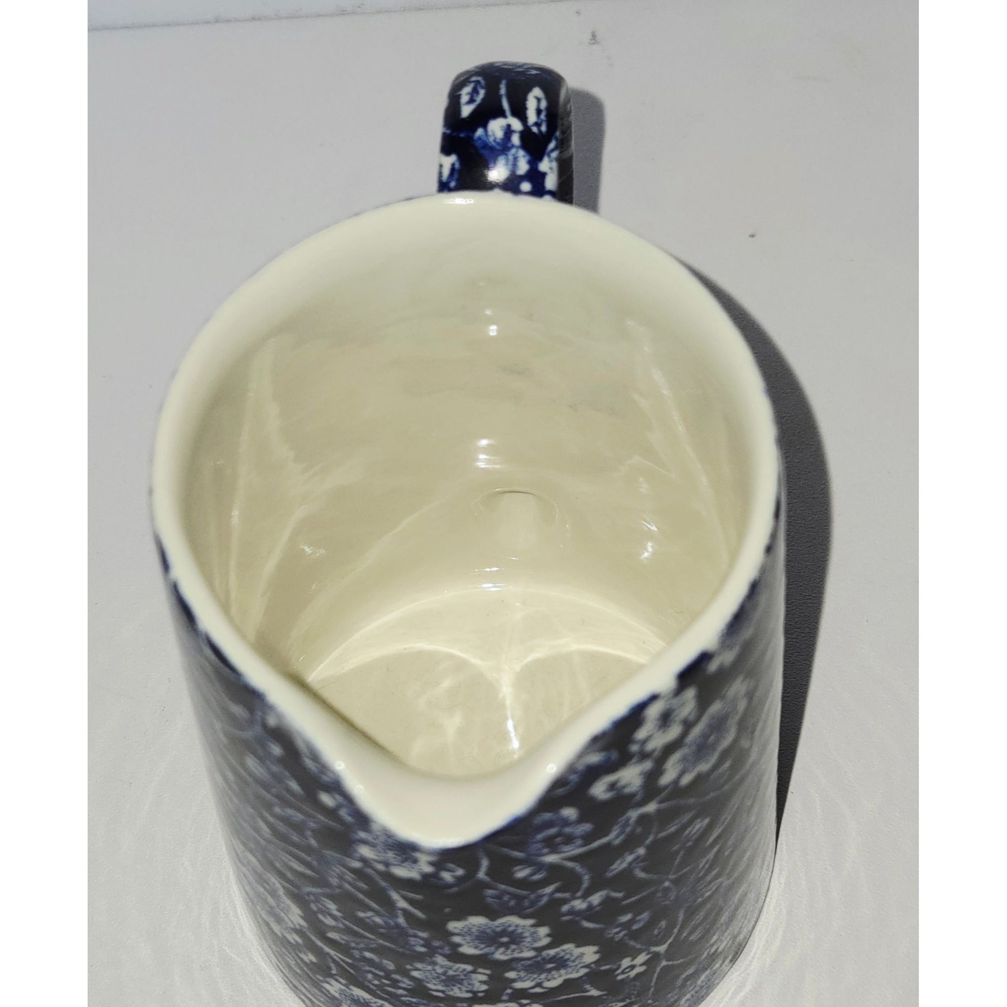 Lovely Vintage Calico Creamer Blue Floral Small Pitcher 4"  England