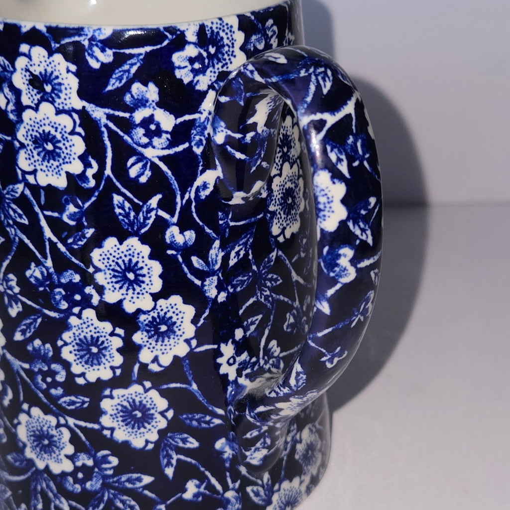 Lovely Vintage Calico Creamer Blue Floral Small Pitcher 4"  England