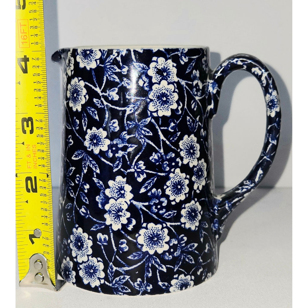 Lovely Vintage Calico Creamer Blue Floral Small Pitcher 4"  England