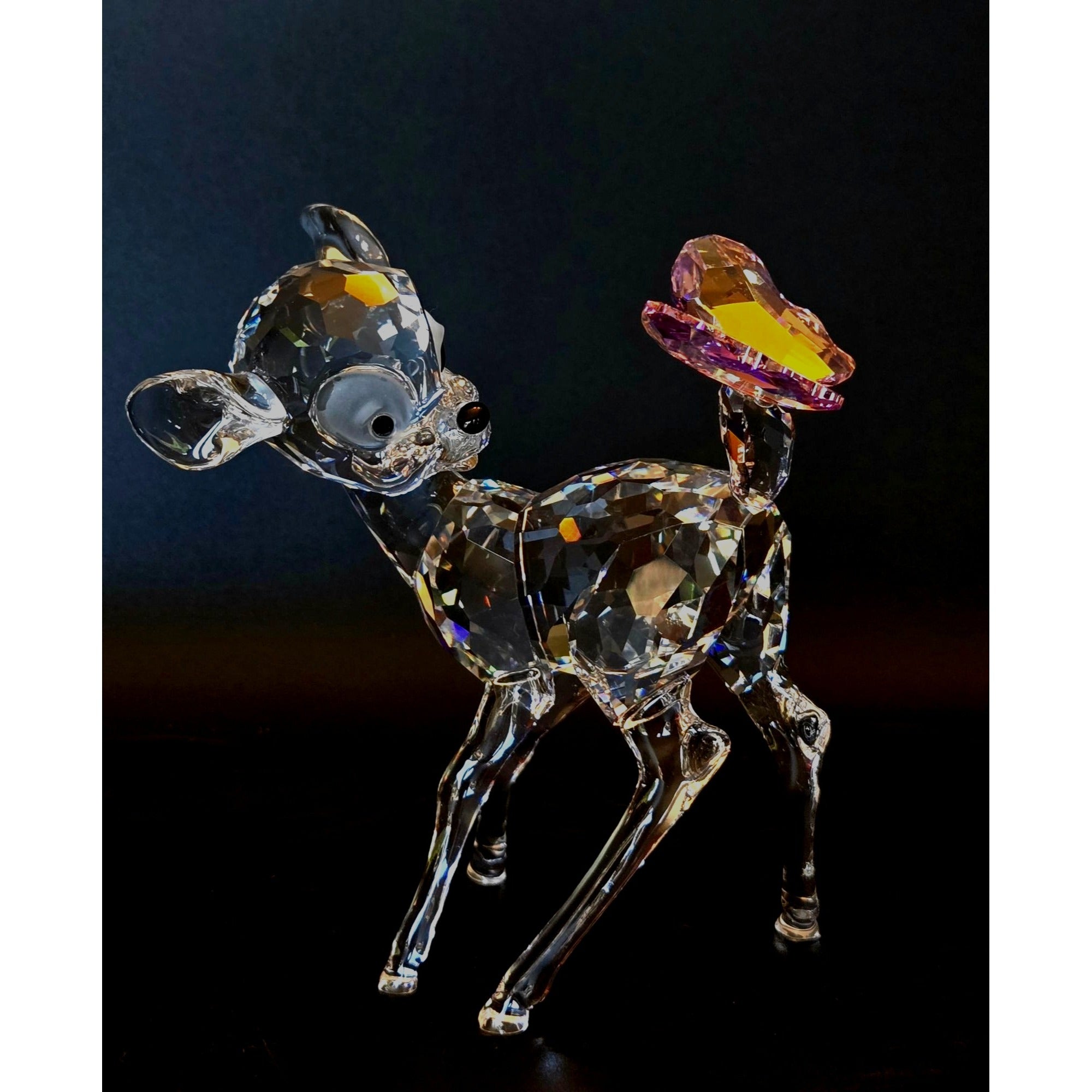 Swarovski Crystal Large Bambi Figurine With Butterfly Disney Collectible Home Decor