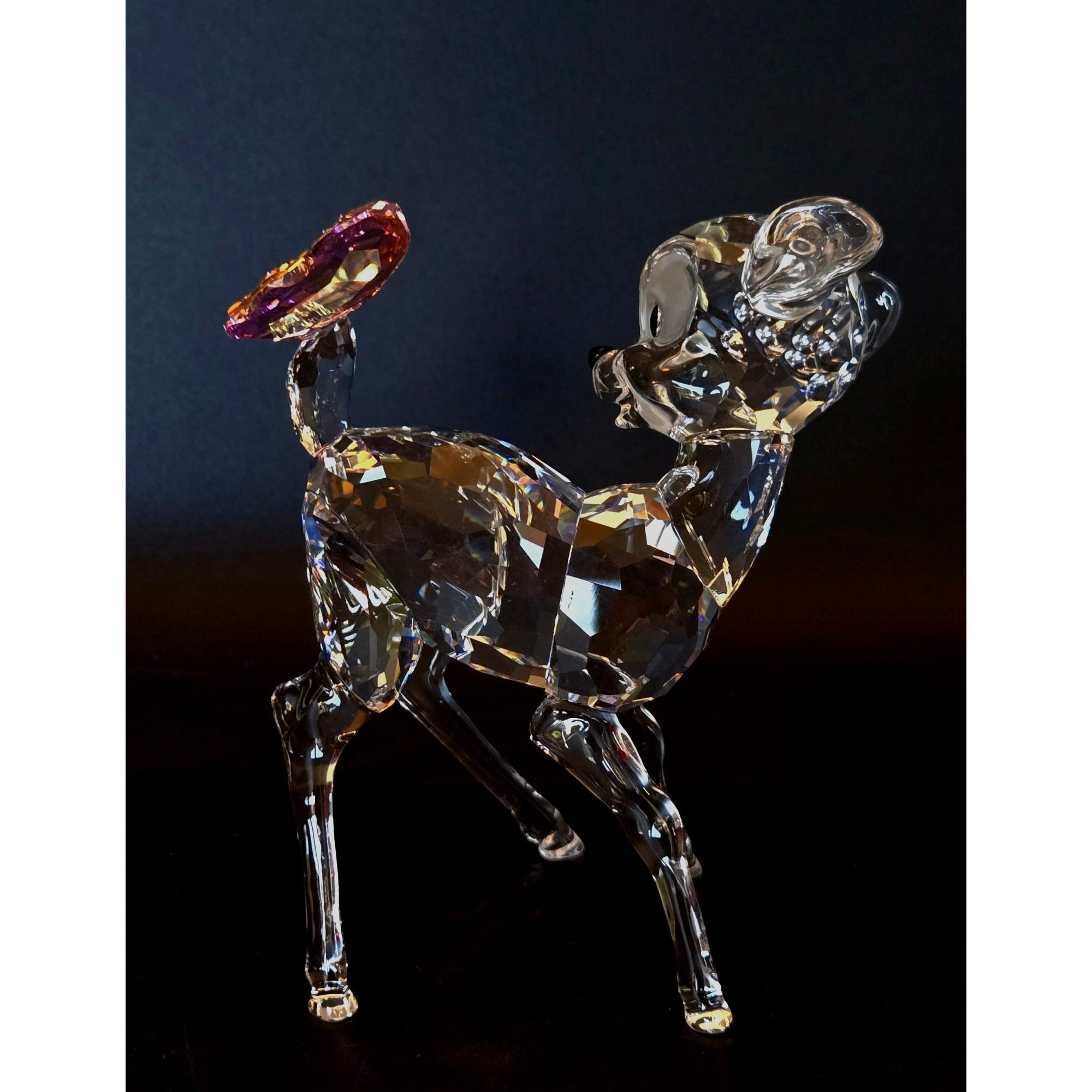 Swarovski Crystal Large Bambi Figurine With Butterfly Disney Collectible Home Decor