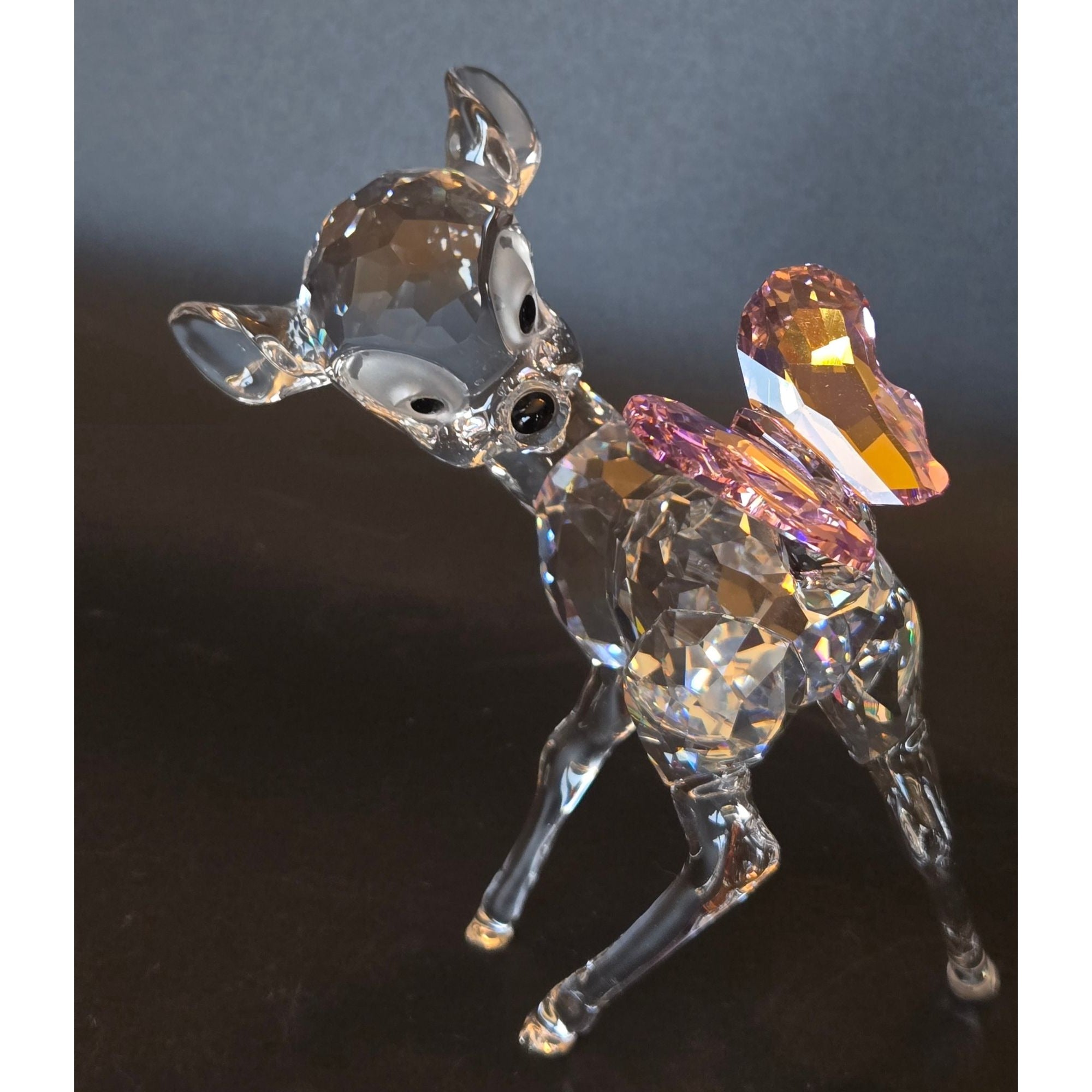 Swarovski Crystal Large Bambi Figurine With Butterfly Disney Collectible Home Decor