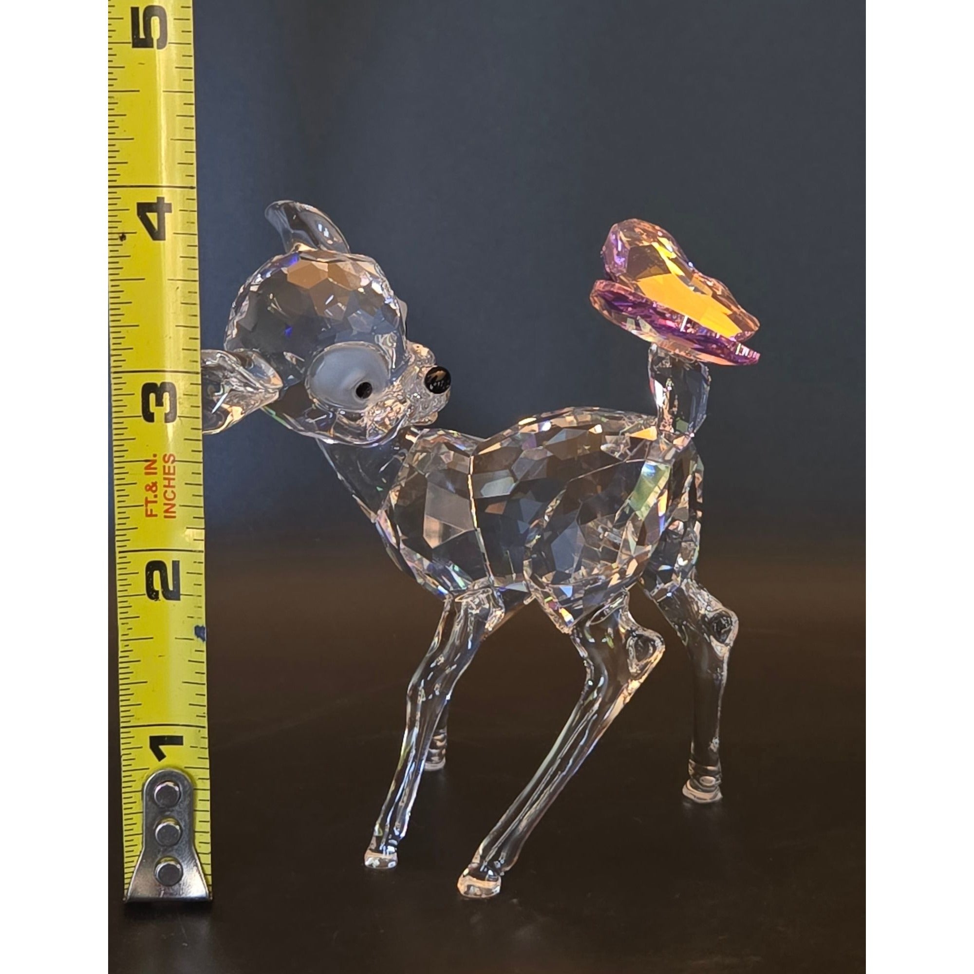 Swarovski Crystal Large Bambi Figurine With Butterfly Disney Collectible Home Decor