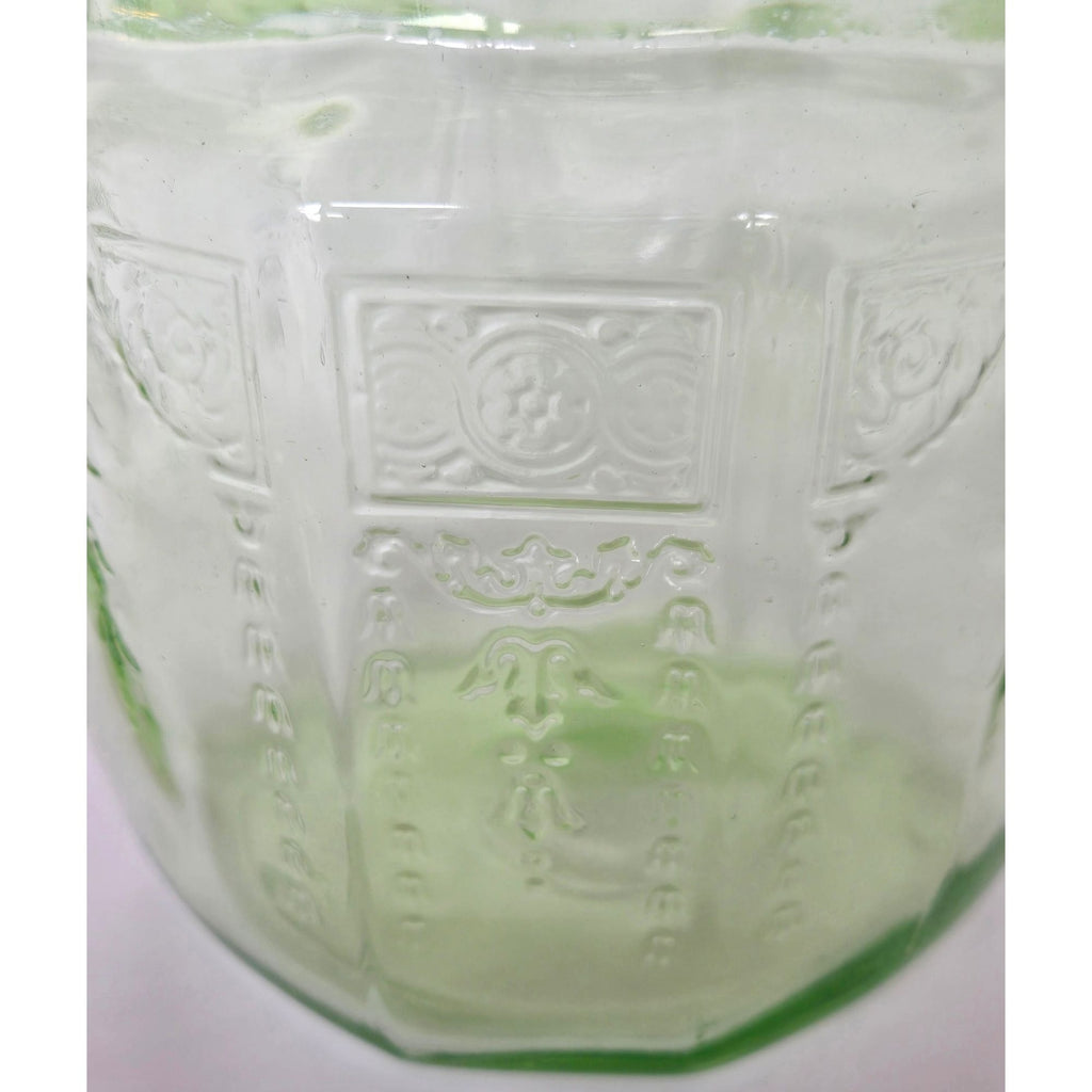Vintage Anchor Hocking Uranium Glass Jar / Canister With Lid Glows