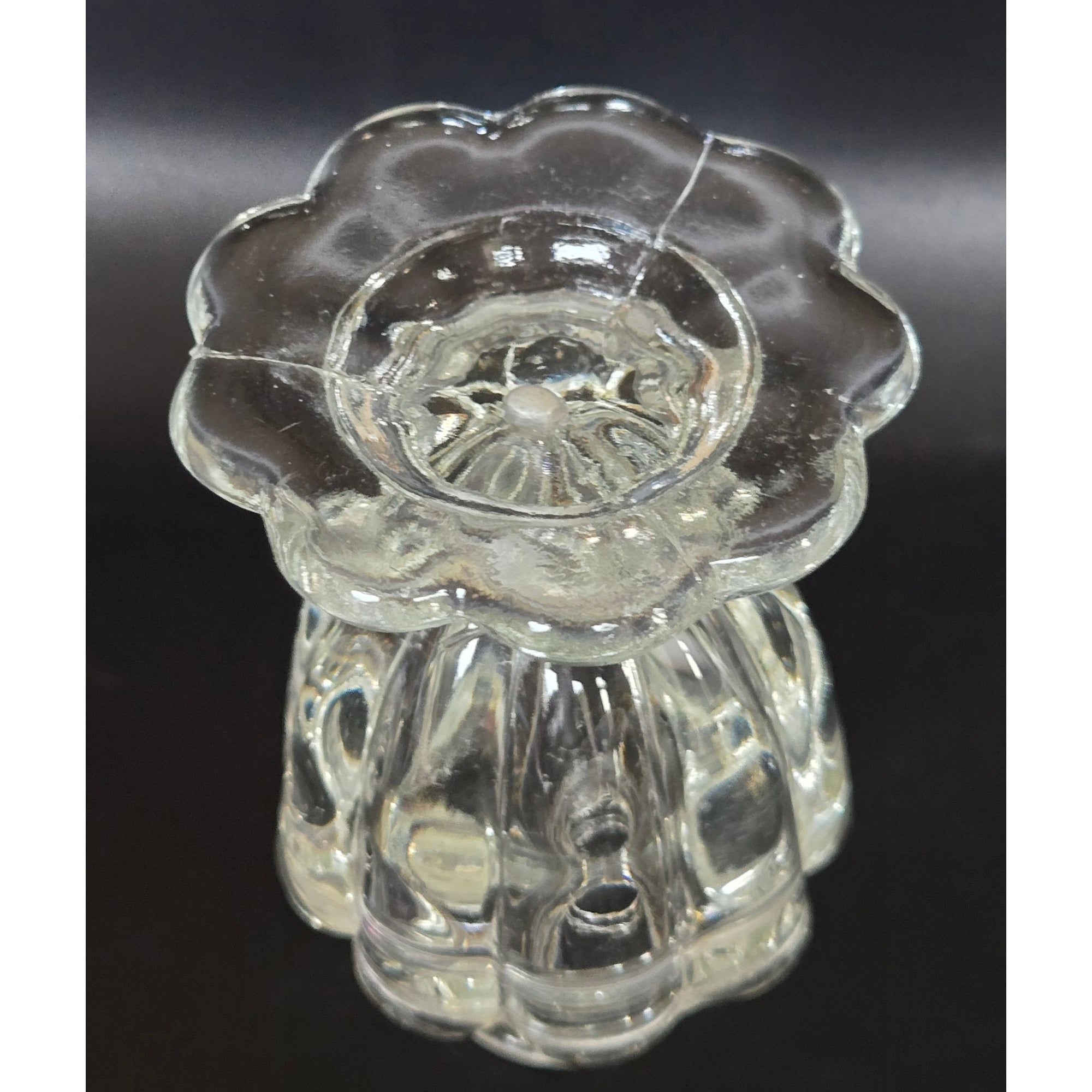 Art Deco Czech Glass Perfume Bottle w/ Large Fan Shaped Stopper  8"