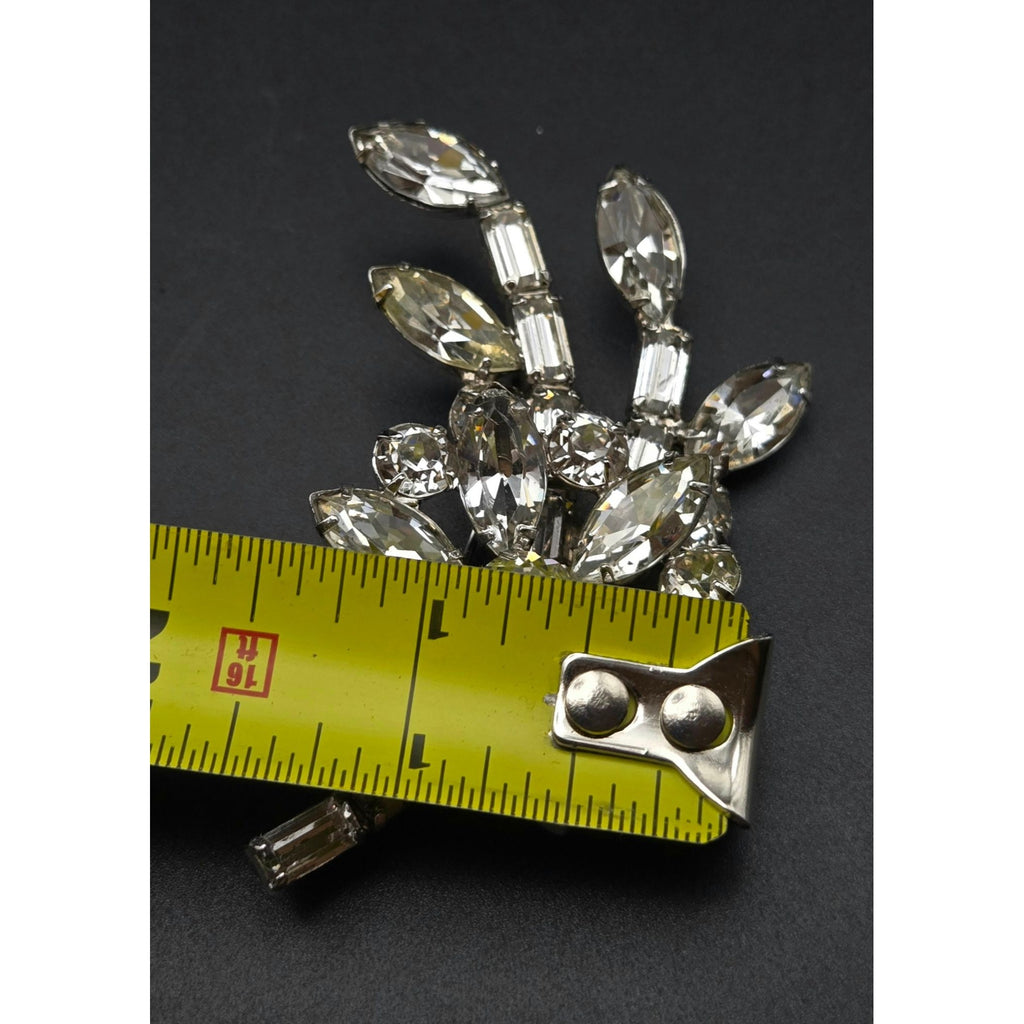 Vintage Kramer Of New York Large Rhinestone Floral Brooch Pin 3.5"
