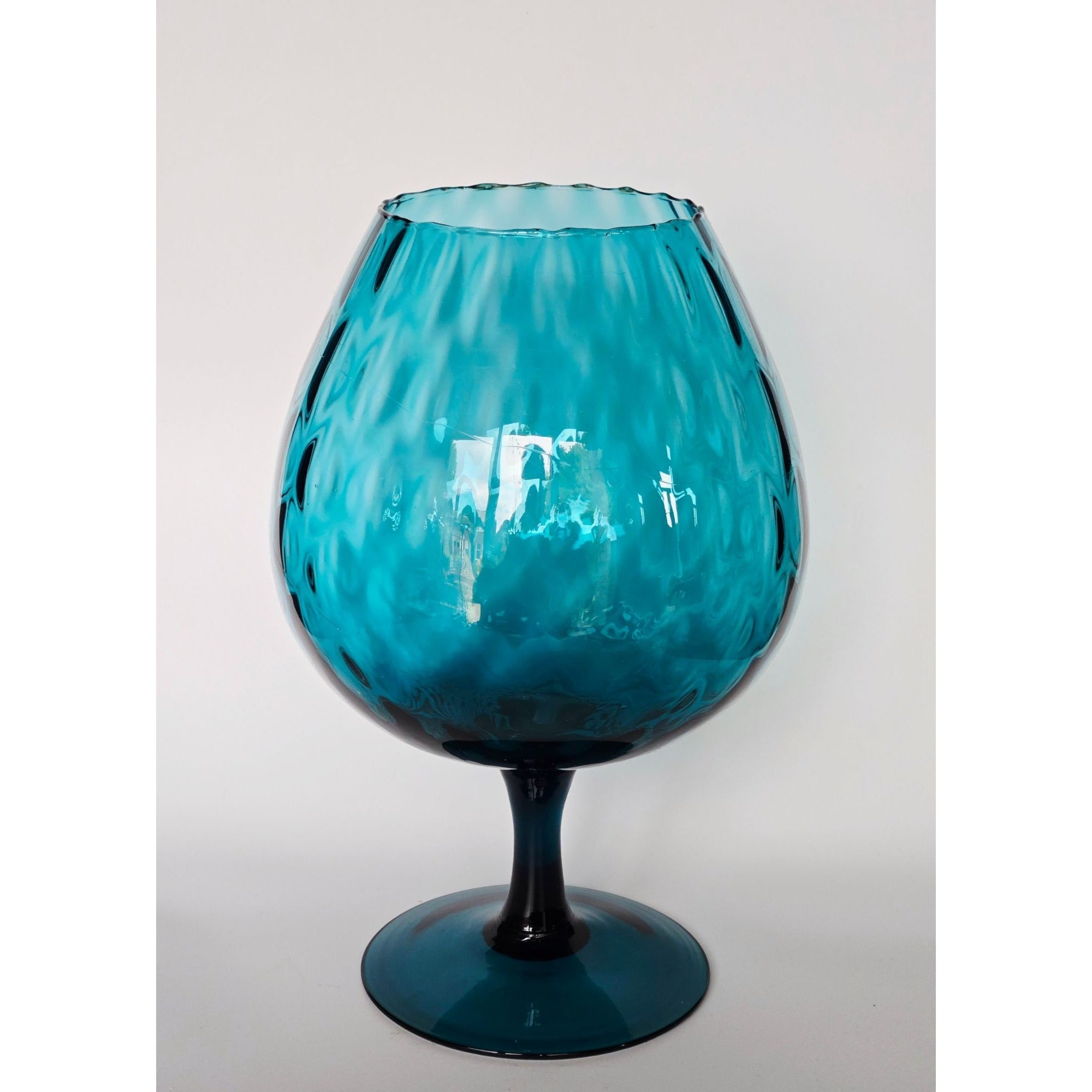 Empoli Aqua Optic Snifter Hand Blown Vase Teal, Aqua Blue 1970s Italy