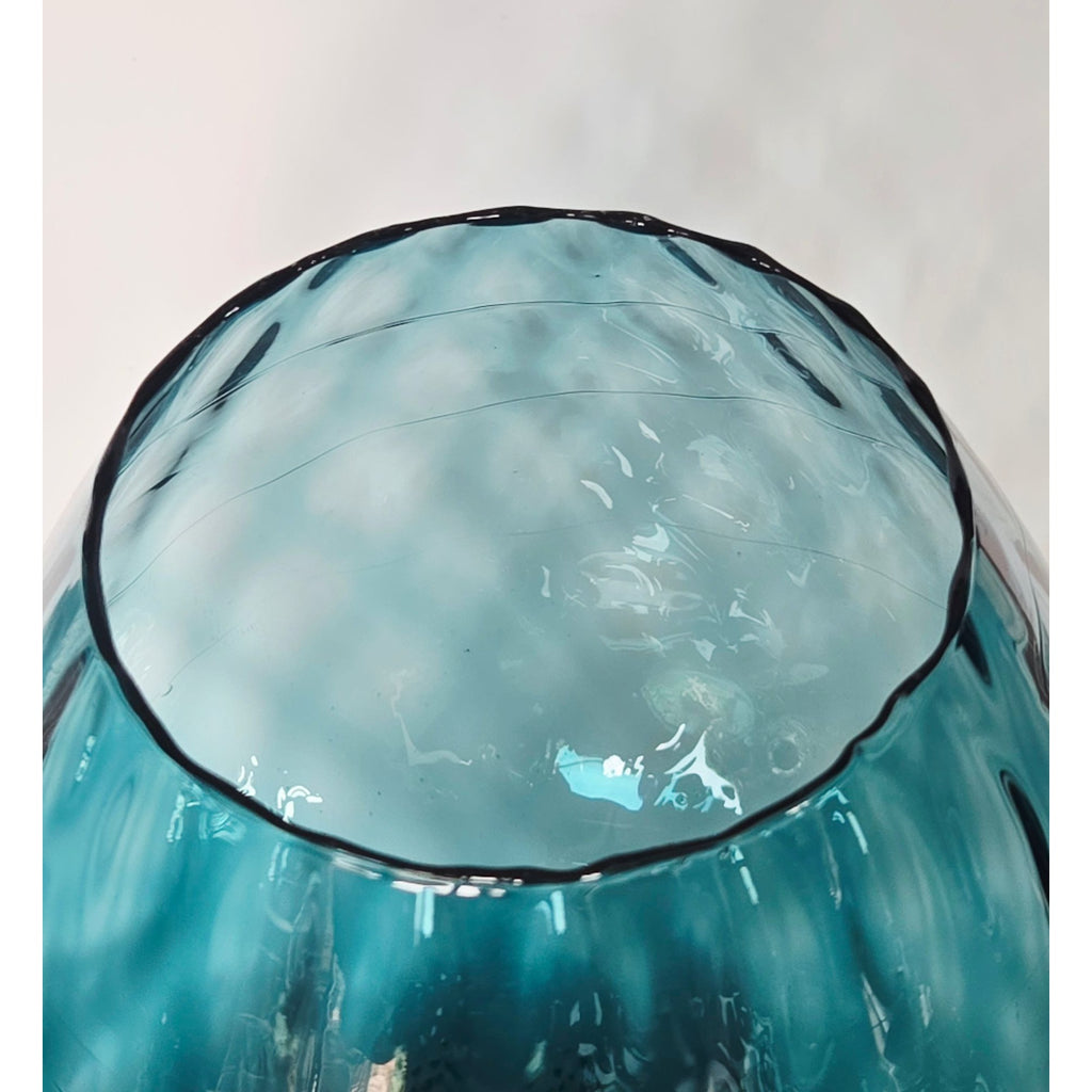 Empoli Aqua Optic Snifter Hand Blown Vase Teal, Aqua Blue 1970s Italy