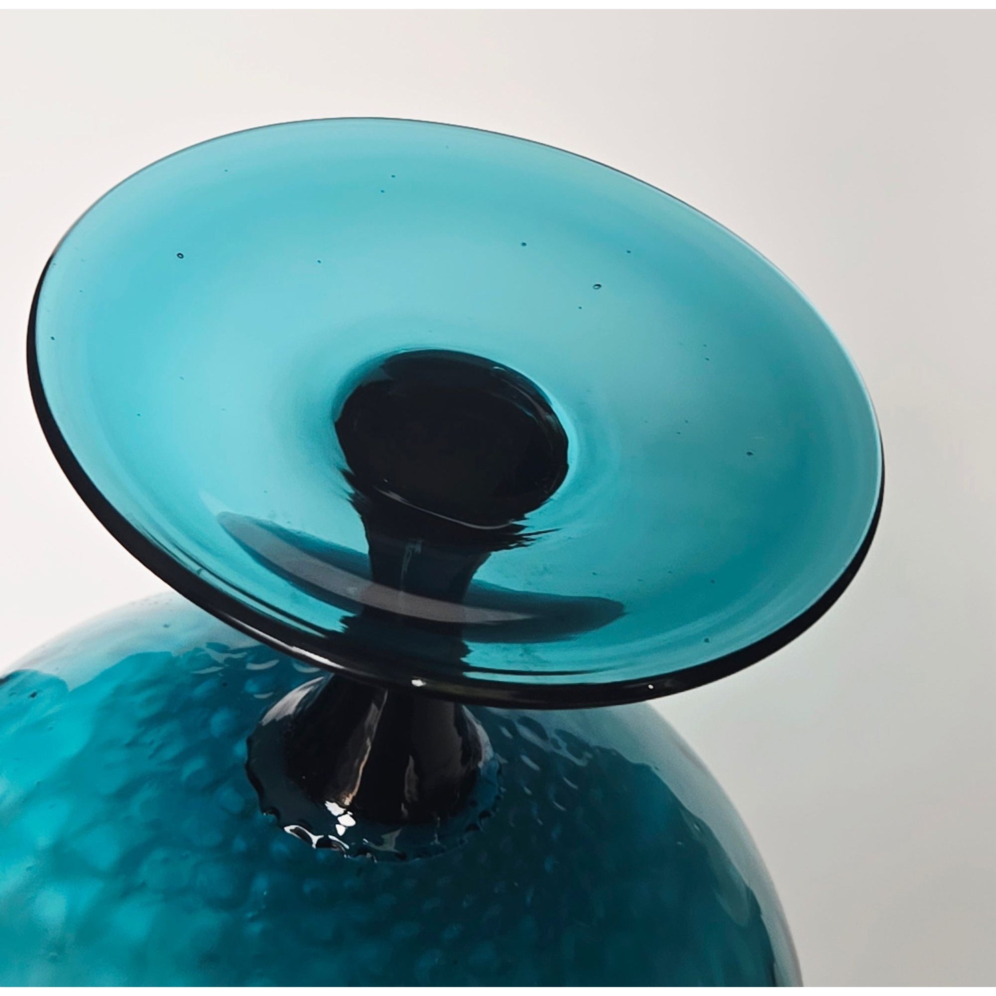 Empoli Aqua Optic Snifter Hand Blown Vase Teal, Aqua Blue 1970s Italy