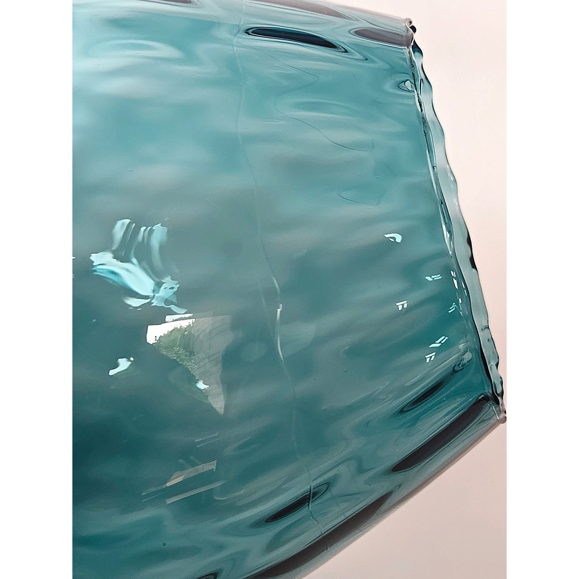 Empoli Aqua Optic Snifter Hand Blown Vase Teal, Aqua Blue 1970s Italy